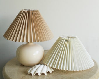 Ivory & Beige Pleated Bedside Lampshades - 30cm, Modern, Stylish, Chic, Elegant, Coastal Decor Style