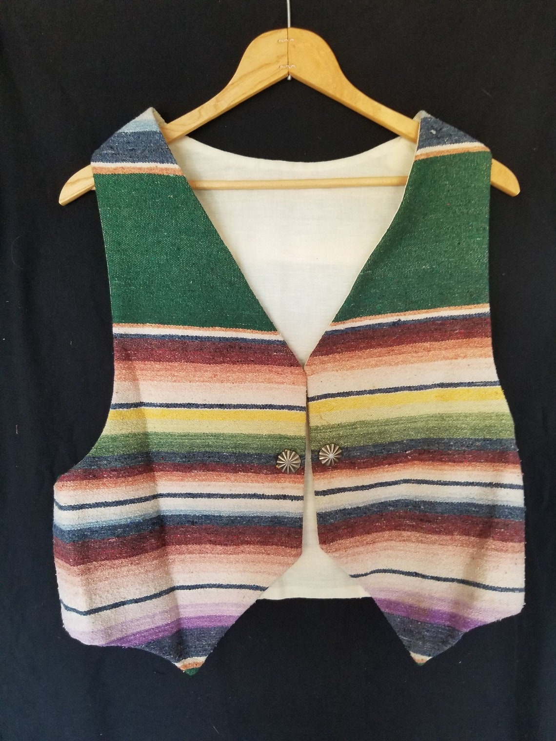 Handmade Saltillo Mexican Vest Vintage 1970 Perfect Etsy