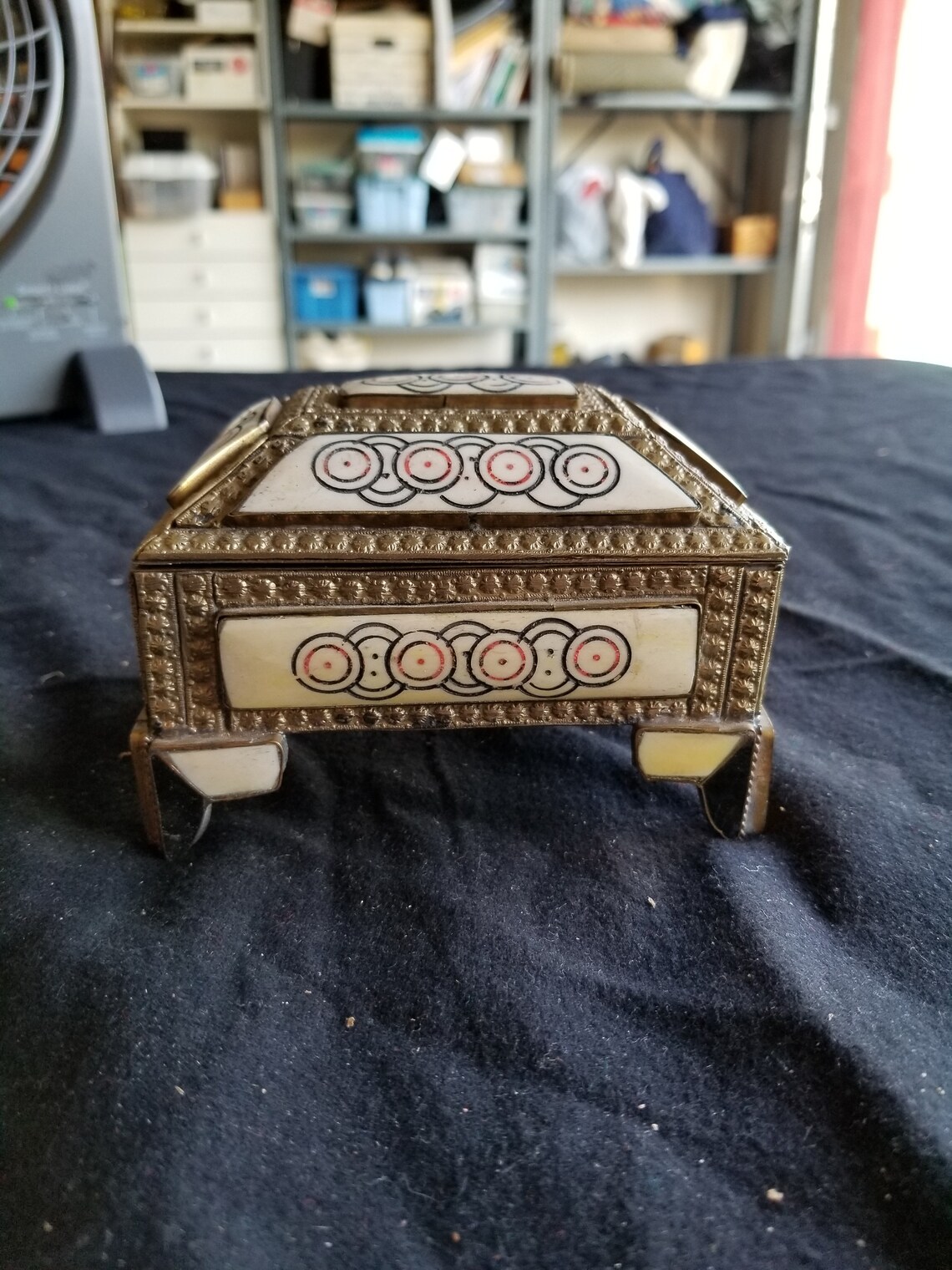 Handmade small Moroccan Jewelry Box. Brass box with bone Etsy