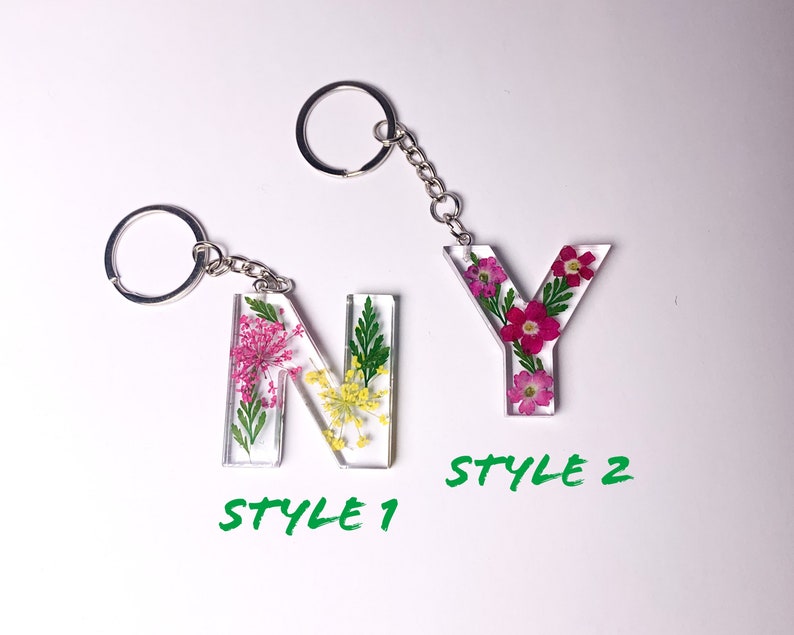 Any Letter Flower Resin Keychain Handmade In UK