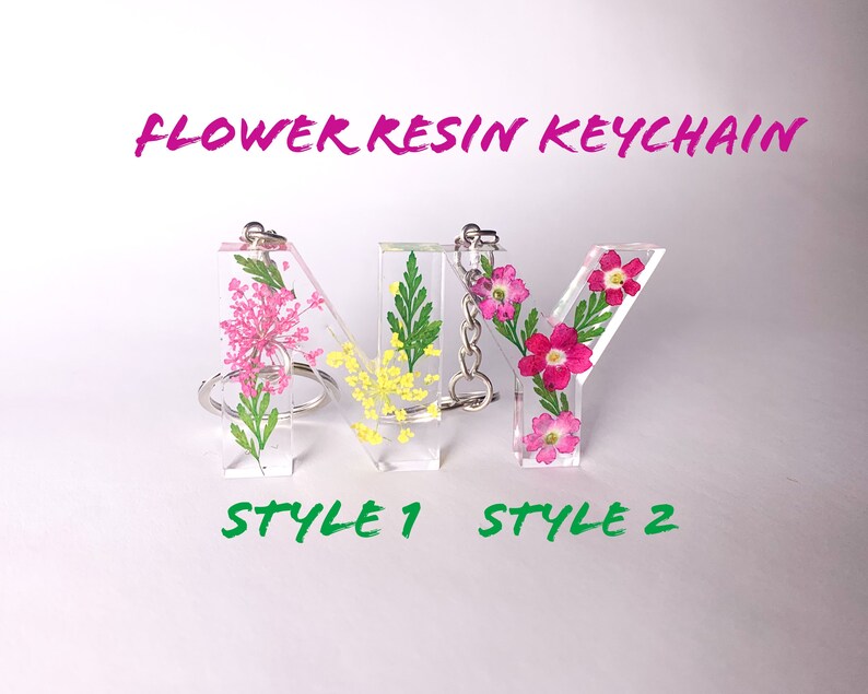 Any Letter Flower Resin Keychain Handmade In UK