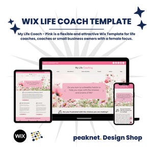 Wix Life Coach Theme Website Template with Blog - Wix Website, Website Design, Wix Template, Wix Wemplates, Digital Products, Wix Blog, Pink