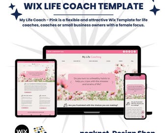Wix Life Coach Theme Website Template with Blog - Wix Website, Website Design, Wix Template, Wix Wemplates, Digital Products, Wix Blog, Pink
