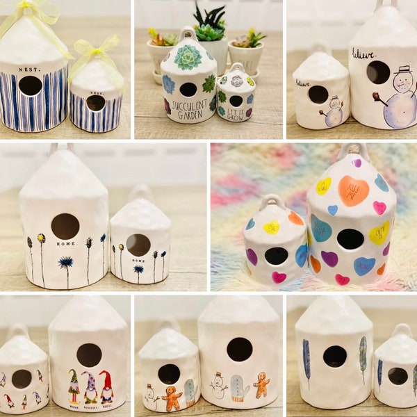 FREE SHIP! Rae Dunn Inspired HTF Hard to Find Birdhouse Sets Mini & Full Size New