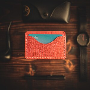 TOGO Coral Cardholder, Slim Wallet, Small Leather Wallet, Card Wallet, Front Pocket Wallet, Minimal Cardholder for women