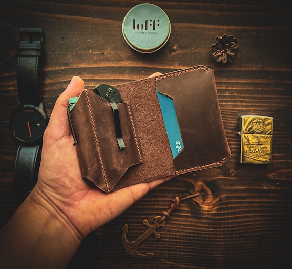 EDC Wallet Organizer, Knife & Pen leather Pocket Slip