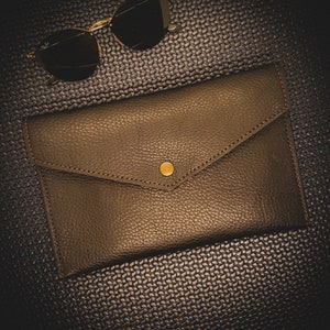 Leather Envelope Clutch: Handmade Minimalist Personalized Pouch