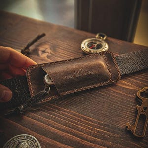 ALFR V2 EDC Bainha de cinto organizador de couro, EDC Leather Slip, bolsa para canivete, Pocket Slip, bainha para faca, kit de artesanato de mato