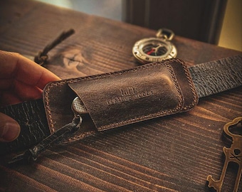 Fodero per cintura in pelle per coltello, tasca, fondina, fatto a mano, strumento per esterni ALFR V2