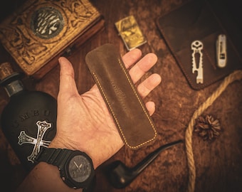 Leather Pen Sleeve, Single Pencil Case, Fountain Pen Holder, gift for teacher, pupil