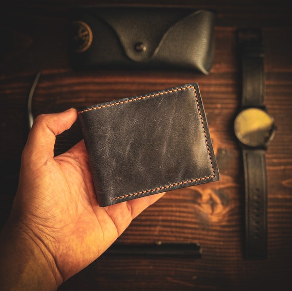 Billetera de hombre de cuero hecha a mano Billfold billetera para hombres billetera de bolsillo delantero billetera minimalista hecha a mano regalo personalizado de padrinos Etsy Espana