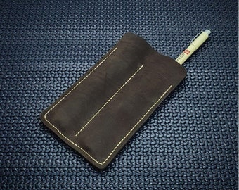 Dual Pencil Leather Case: Fountain Pen Sleeve