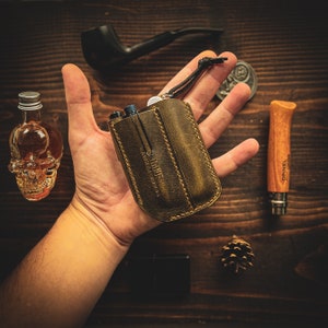 BJORN Olivgrün EDC Caddy Leder Organizer, edc Taschenorganizer, edc Taschenorganizer, edc Zahnrad, Leder Pocket Slip