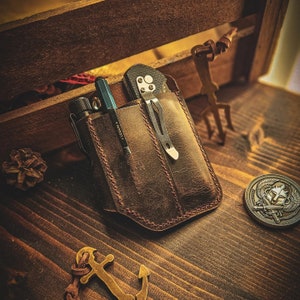 KLUT EDC Organizer, organizer tascabile in pelle, custodia per torcia elettrica per coltello EDC, custodia in pelle, fodero per equipaggiamento tascabile, fodero per fondina per coltello