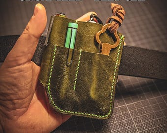 Leather EDC Organizer Belt Clip, Handcrafted Multitool Pocket