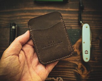 FLOKI V2 Vertical Money clip Leather Wallet, Slim Leather Wallet, Small Cardholder, Front Pocket Card Wallet, Personalized Groomsmen Gift