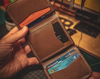Handmade Trifold Leather Wallet: Distressed Leather, Monogrammed