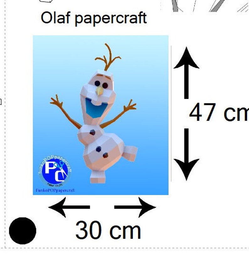 Olaf papercraft, PDF, A4 sheet, lowpoly, deco image 5