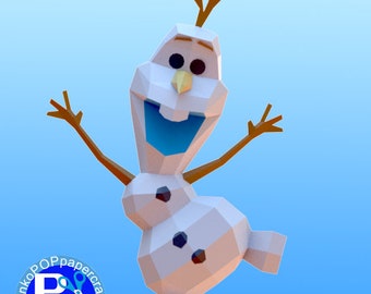 Olaf papercraft, PDF, feuille A4, lowpoly, déco