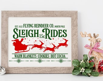 Ouderwetse slee rit SVG, kerst teken SVG, vintage kerst SVG, rendieren SVG, boerderij teken SVG, Cricut, Instant Download