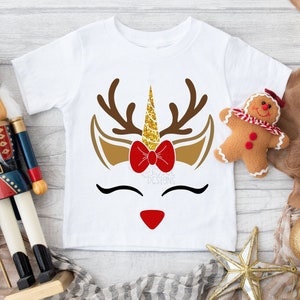 Weihnachten Rentier SVG, Rentier Gesicht SVG, Einhorn Rentier SVG, Rentier PNG, Weihnachtssvg, Kinderweihnachtshemd, Weihnachtsschnittdatei