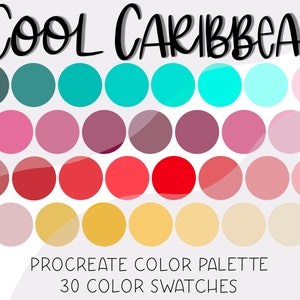 Cool Caribbean, Procreate Palette, Color Swatches, Digital Color Palette, Instant Download, iPad Lettering, Tropical Colors