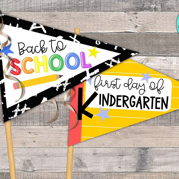 First Day of School Flag, Back to School Printable, First Day of School Sign, Printable Flags, Preschool, Elementary, INSTANT DOWNLOAD