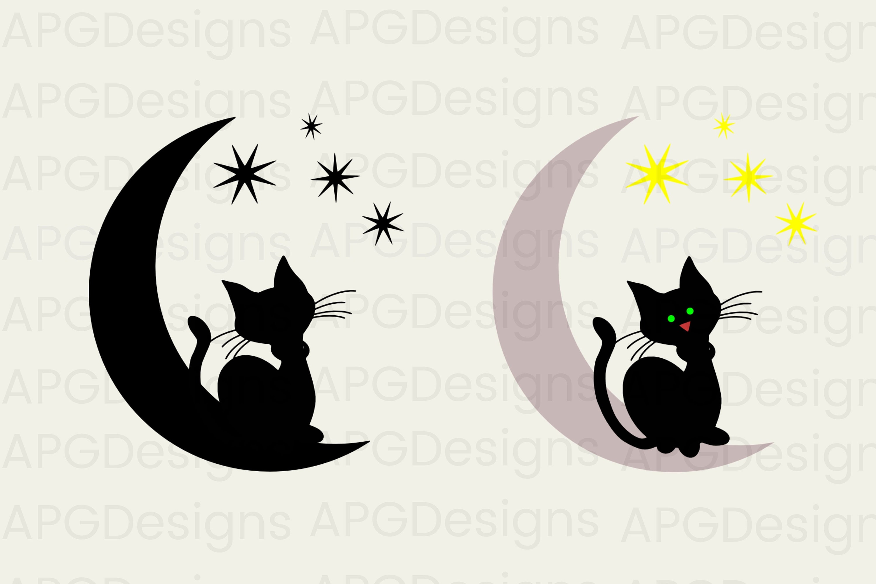 Cat Moon SVG SVG Bundle Cat Png Dxf Eps Cut File Bundle - Etsy España