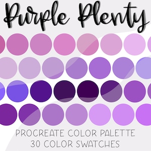 Purple Plenty, Procreate Palette, Color Swatches, Digital Color Palette, Instant Download, iPad Lettering, Lavender, Mauve, Purple Shades