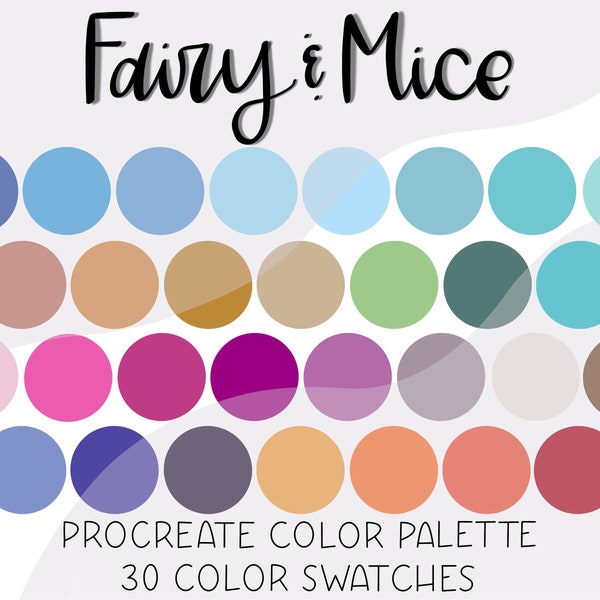 Fairy and Mice, Procreate Palette, Color Swatches, Digital Color Palette, Instant Download, iPad Lettering, Cinderella, Fairytale