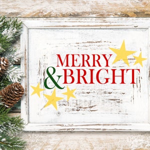 Merry and Bright SVG PNG DXF, Merry Christmas Svg, Merry and Bright Clipart, Christmas Cut File, Christmas Clipart, Holiday Cut File, Cricut