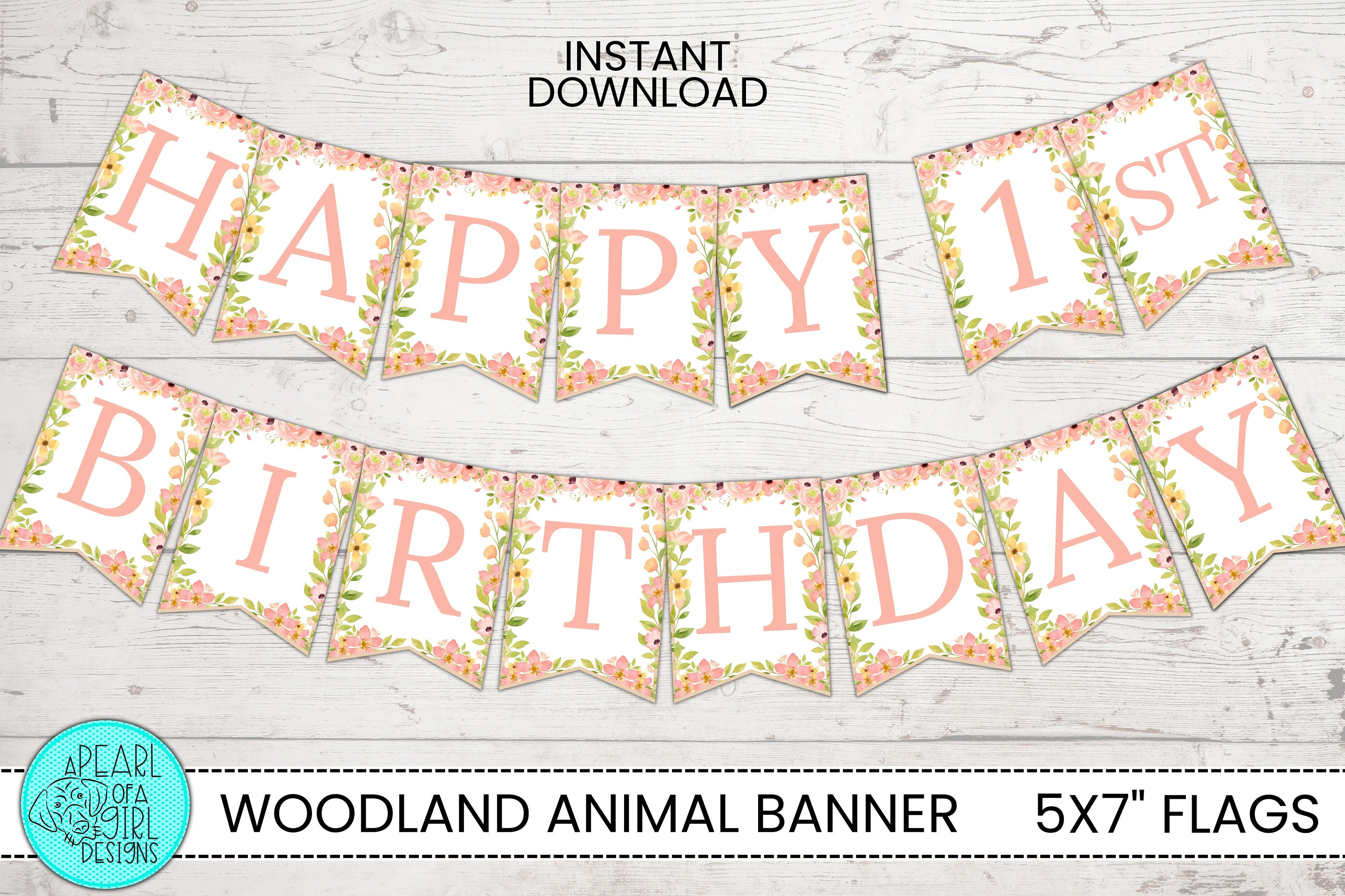 Woodland Animal Banner, PRINTABLE Banner, Woodland Birthday Banner ...