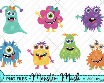 Monster Clipart, Cute Monster Clipart, Monster PNG, Monster Party, Cut Monster PNG, Monster Birthday Party, Sublimation, Instant Download