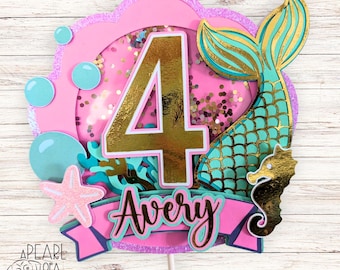 Mermaid Birthday Cake Topper, 3D Cake Topper SVG, Mermaid Cake Topper SVG, Shaker Cake Topper SVG, Mermaid Svg File, Instant Download