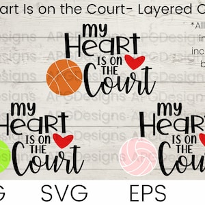 Mijn hart ligt op het veld SVG, Sport SVG Bundel, Basketbal Svg, Volleybal, Tennis, Sports Cut File Bundel, PNG Bundel, Instant Download