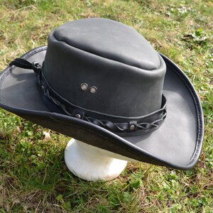 Handmade Utility Leather Rocker Western/cowboy Hat With Studded/braided ...