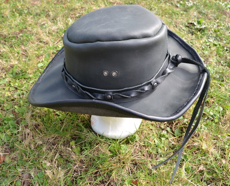 Handmade Utility Leather Rocker Western/cowboy Hat With Studded/braided ...