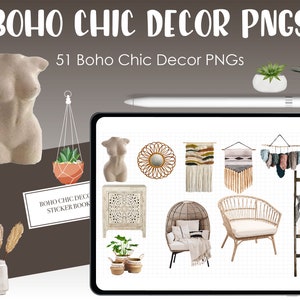 Boho Chic Decor Edition Stickers, elements, clipart | Planning | Journaling | PNGs