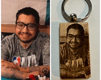 Personalized Wood Keychain | Laser Engraved Photo | Custom Keychain