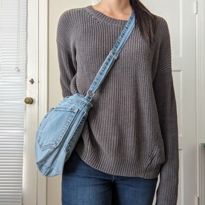 Upcycled Jean Crossbody Bag | Denim Square Shoulder Bag