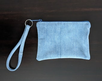 Custom Upcycled Jean Wristlet | Denim Zipper Wallet