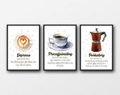 Set of 3 Coffee Definition Prints - Unframed Prints