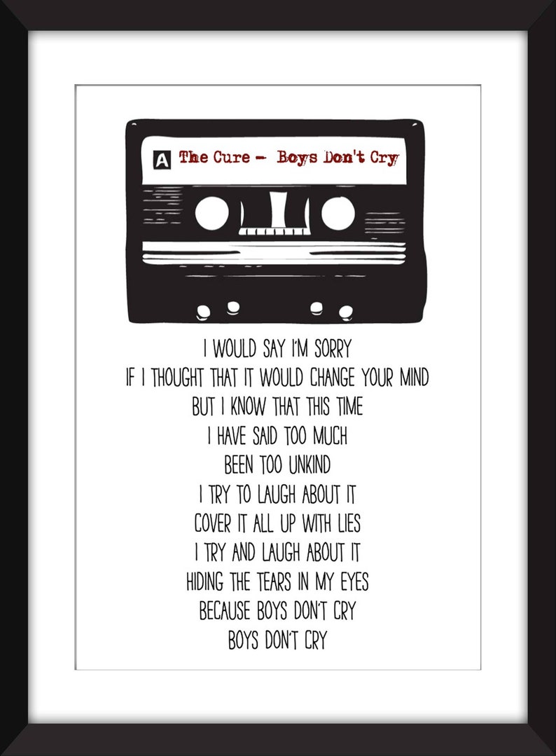 The Cure Boys Don T Cry Lyrics Unframed Print Etsy