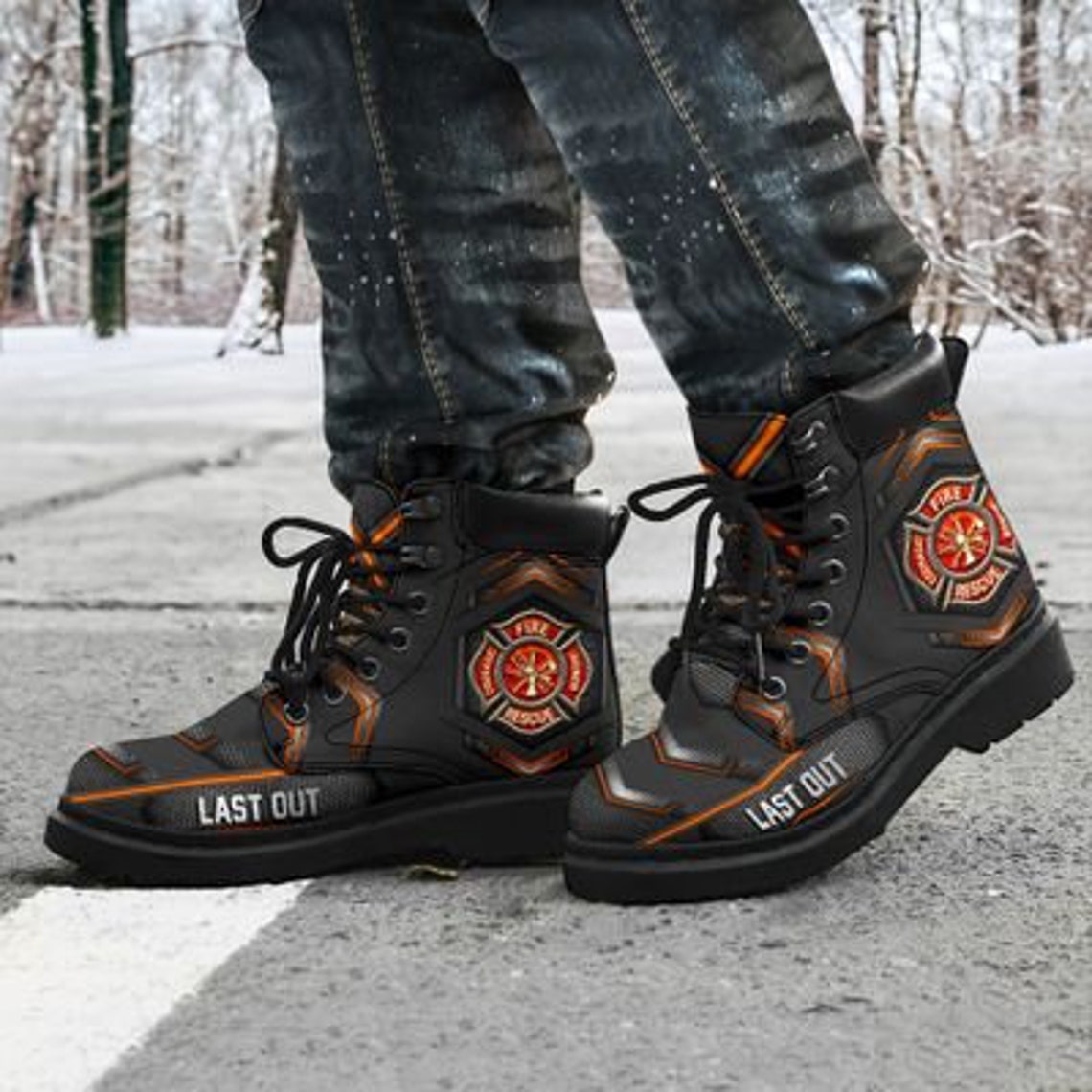 Firefighter Boot First In Last Out Fire Courage Rescue Etsy