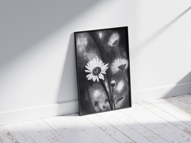 Printable Downloadable Art Print Daisy From Original Pencil Etsy