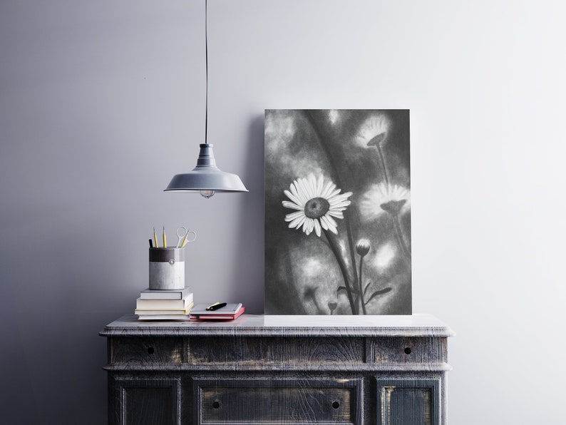 Printable Downloadable Art Print Daisy From Original Pencil Etsy