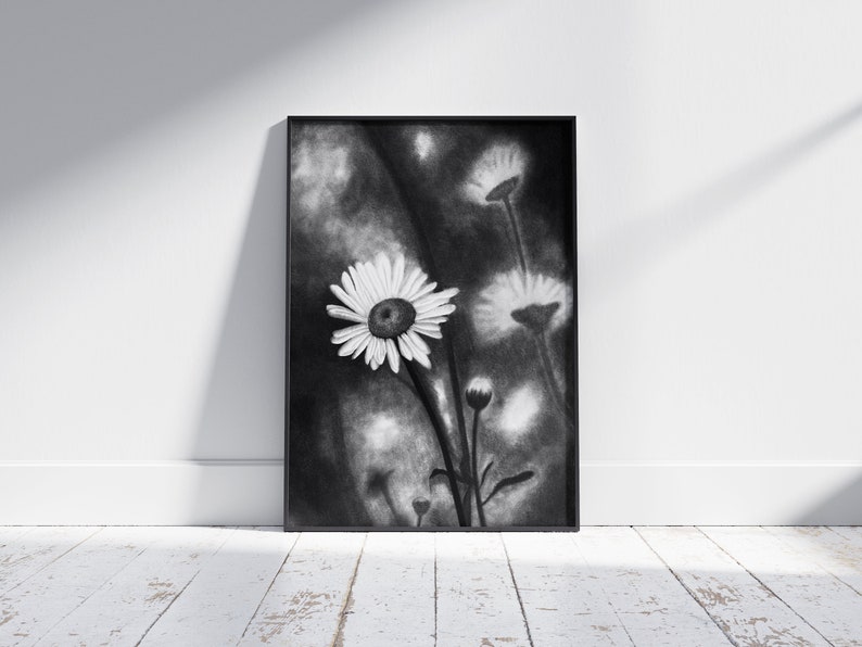 Printable Downloadable Art Print Daisy From Original Pencil Etsy