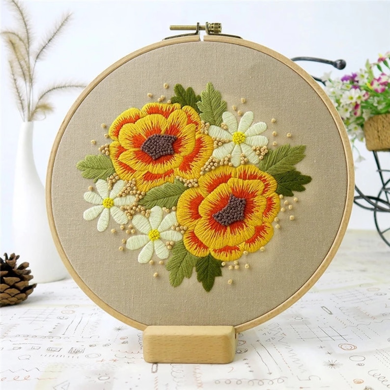 Floral Embroidery Craft Kit With a Beautiful Floral Pattern Etsy UK