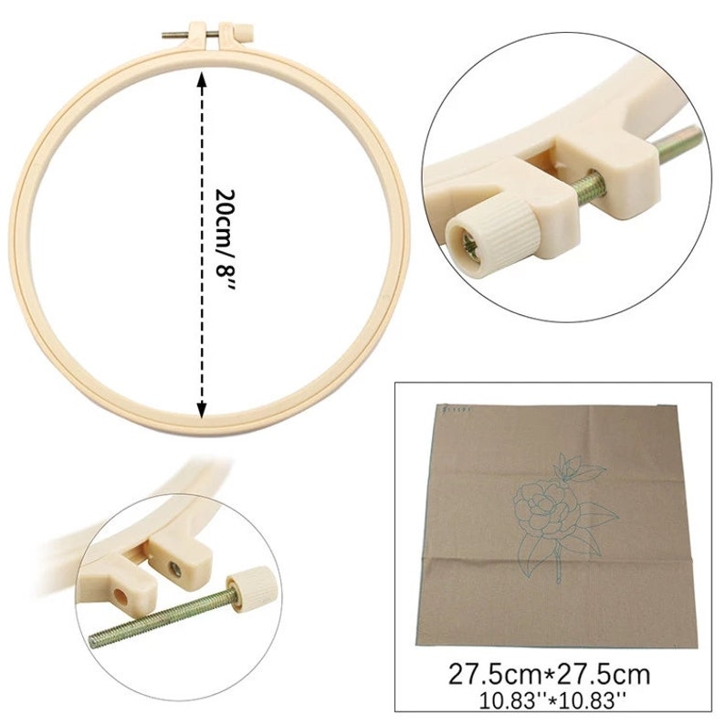 20 cm hoop Floral Embroidery craft kit with a beautiful floral pattern