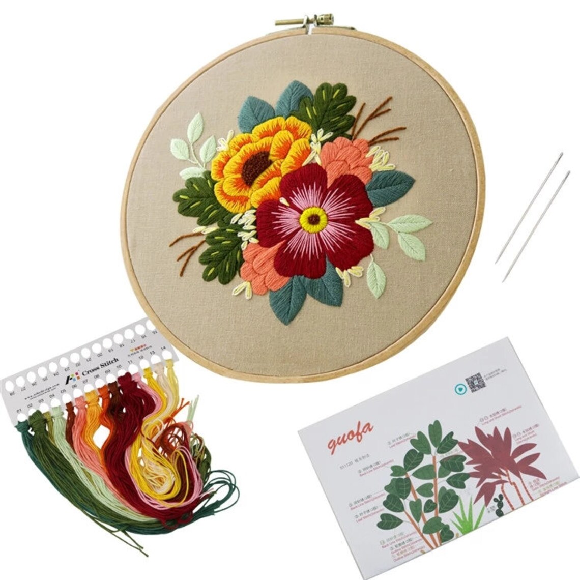 Floral Embroidery Craft Kit With a Beautiful Floral Pattern Etsy UK